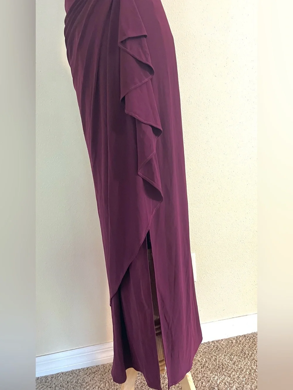Alex Evenings Wine Burgundy Beaded Two-Piece Evening Gown Waterfall-Ruffle 10